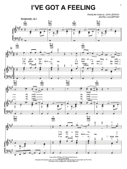 page one of I've Got A Feeling (Piano, Vocal & Guitar Chords (Right-Hand Melody))