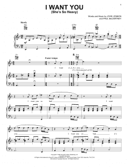 page one of I Want You (She's So Heavy) (Piano, Vocal & Guitar Chords (Right-Hand Melody))
