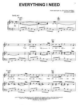 page one of Everything I Need (Piano, Vocal & Guitar Chords (Right-Hand Melody))