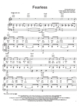 page one of Fearless (Piano, Vocal & Guitar Chords (Right-Hand Melody))