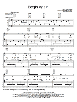 page one of Begin Again (Piano, Vocal & Guitar Chords (Right-Hand Melody))