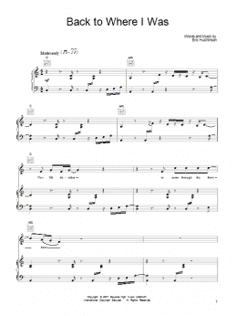 page one of Back To Where I Was (Piano, Vocal & Guitar Chords (Right-Hand Melody))