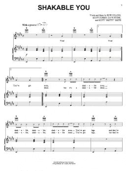 page one of Shakable You (Piano, Vocal & Guitar Chords (Right-Hand Melody))