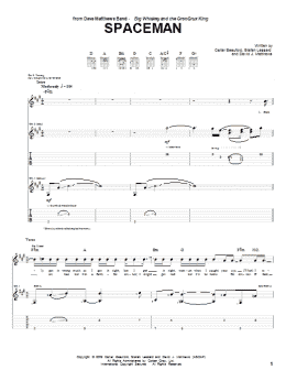 page one of Spaceman (Guitar Tab)