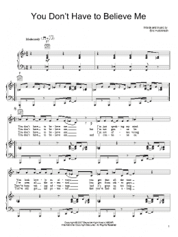page one of You Don't Have To Believe Me (Piano, Vocal & Guitar Chords (Right-Hand Melody))