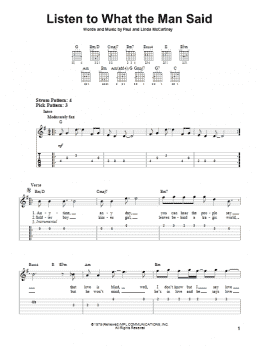 page one of Listen To What The Man Said (Easy Guitar Tab)