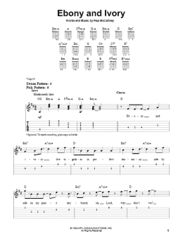 page one of Ebony And Ivory (Easy Guitar Tab)