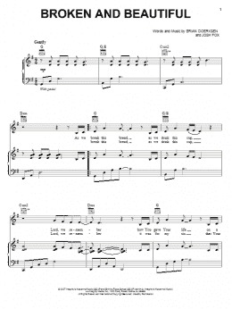page one of Broken And Beautiful (Piano, Vocal & Guitar Chords (Right-Hand Melody))