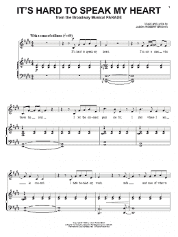 page one of It's Hard To Speak My Heart (from Parade) (Piano & Vocal)