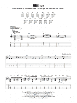 page one of Slither (Easy Guitar Tab)