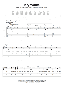 page one of Kryptonite (Easy Guitar Tab)