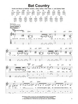 page one of Bat Country (Easy Guitar Tab)
