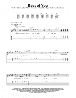 page one of Best Of You (Easy Guitar Tab)