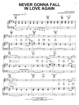 page one of Never Gonna Fall In Love Again (Piano, Vocal & Guitar Chords (Right-Hand Melody))