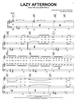 page one of Lazy Afternoon (Piano, Vocal & Guitar Chords (Right-Hand Melody))
