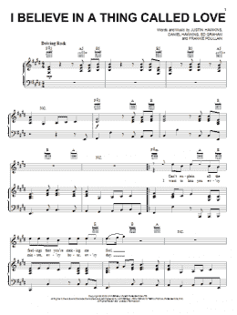page one of I Believe In A Thing Called Love (Piano, Vocal & Guitar Chords (Right-Hand Melody))