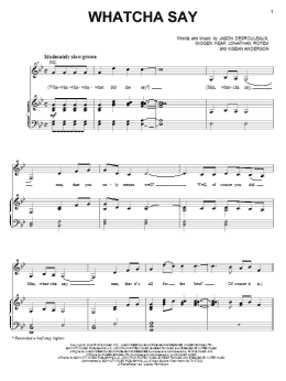 page one of Whatcha Say (Piano, Vocal & Guitar Chords (Right-Hand Melody))