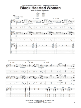 page one of Black Hearted Woman (Guitar Tab)