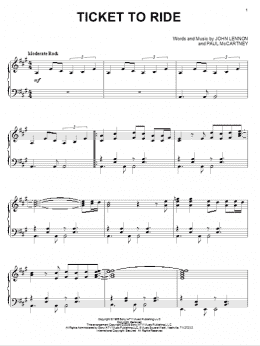 page one of Ticket To Ride (Piano Solo)