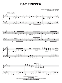 page one of Day Tripper (Piano Solo)