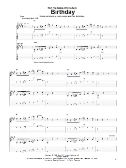 page one of Birthday (Guitar Tab)