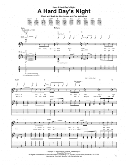 page one of A Hard Day's Night (Guitar Tab)