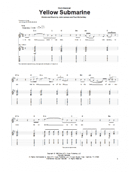 page one of Yellow Submarine (Guitar Tab)