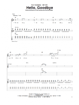 page one of Hello, Goodbye (Guitar Tab)
