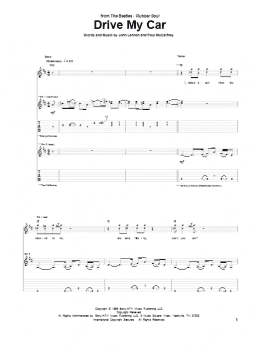 page one of Drive My Car (Guitar Tab)