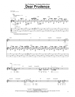 page one of Dear Prudence (Guitar Tab)