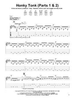 page one of Honky Tonk (Parts 1 & 2) (Easy Guitar Tab)