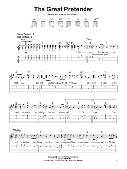 page one of The Great Pretender (Easy Guitar Tab)