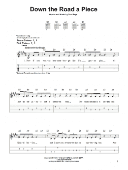 page one of Down The Road A Piece (Easy Guitar Tab)