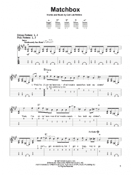 page one of Matchbox (Easy Guitar Tab)
