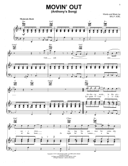 page one of Movin' Out (Anthony's Song) (Piano, Vocal & Guitar Chords (Right-Hand Melody))