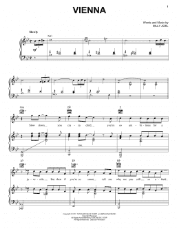 page one of Vienna (Piano, Vocal & Guitar Chords (Right-Hand Melody))