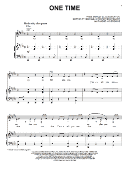 page one of One Time (Piano, Vocal & Guitar Chords (Right-Hand Melody))