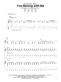 page one of You Belong With Me (Guitar Tab)