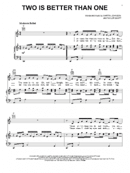 page one of Two Is Better Than One (Piano, Vocal & Guitar Chords (Right-Hand Melody))