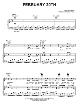 page one of February 20th (Piano, Vocal & Guitar Chords (Right-Hand Melody))