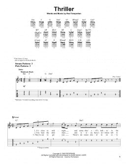 page one of Thriller (Easy Guitar Tab)