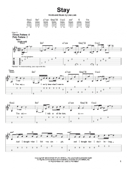 page one of Stay (Easy Guitar Tab)