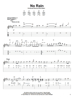 page one of No Rain (Easy Guitar Tab)