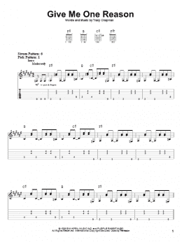 page one of Give Me One Reason (Easy Guitar Tab)