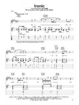 page one of Ironic (Guitar Tab (Single Guitar))