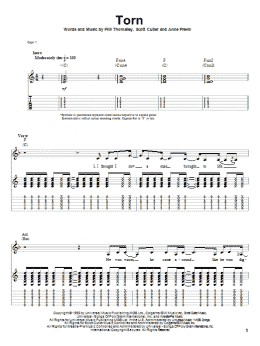 page one of Torn (Guitar Tab (Single Guitar))
