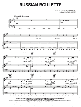 page one of Russian Roulette (Piano, Vocal & Guitar Chords (Right-Hand Melody))