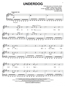 page one of Underdog (Piano, Vocal & Guitar Chords (Right-Hand Melody))