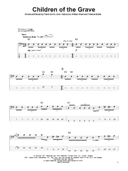 page one of Children Of The Grave (Bass Guitar Tab)