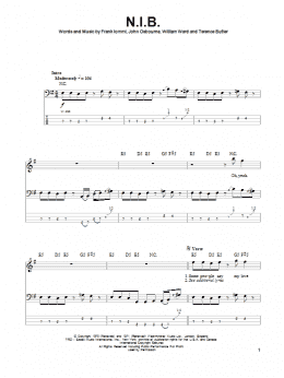 page one of N.I.B. (Bass Guitar Tab)